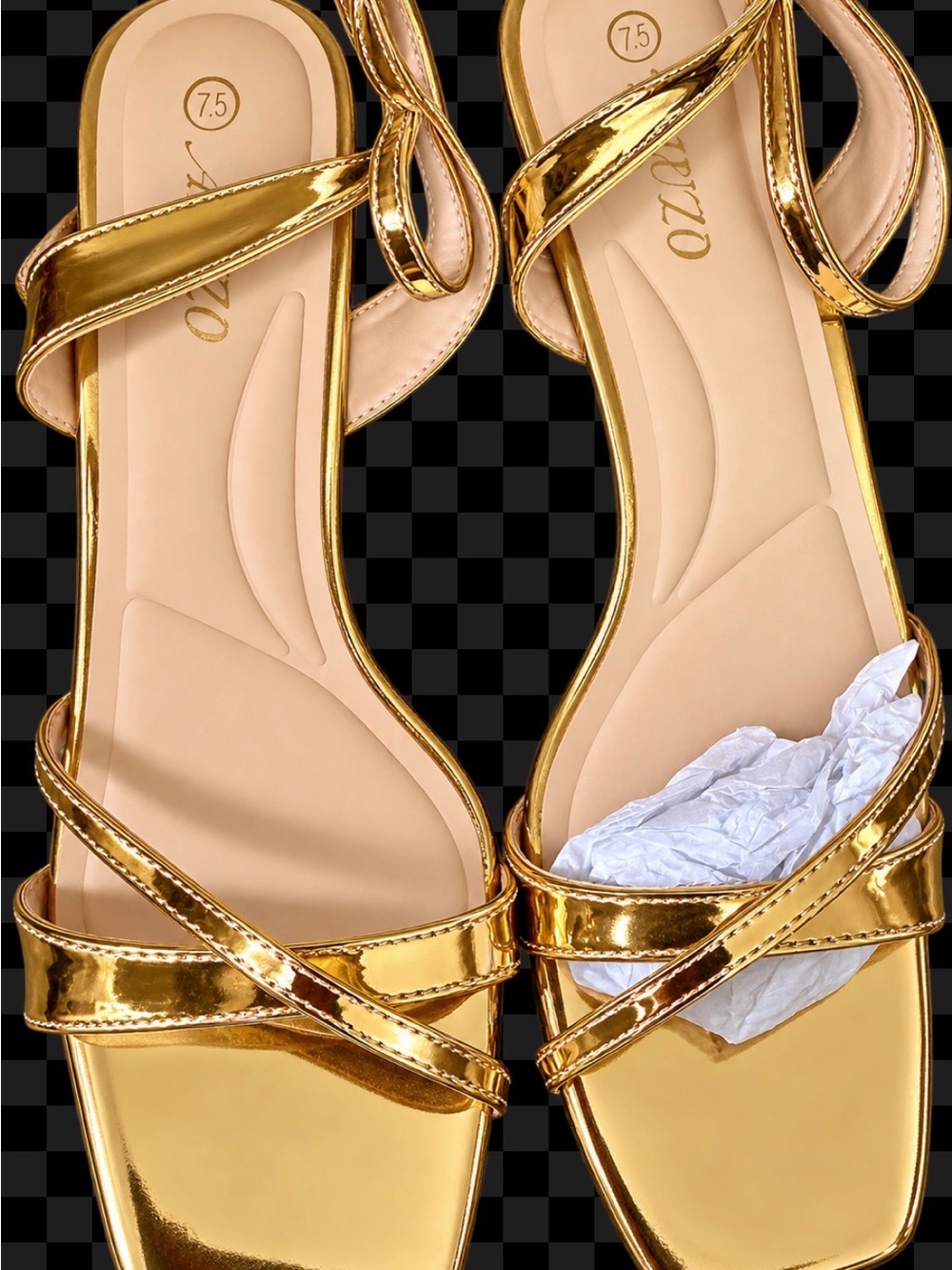 Gold Metallic Strappy Women's Sandals - Size 7.5